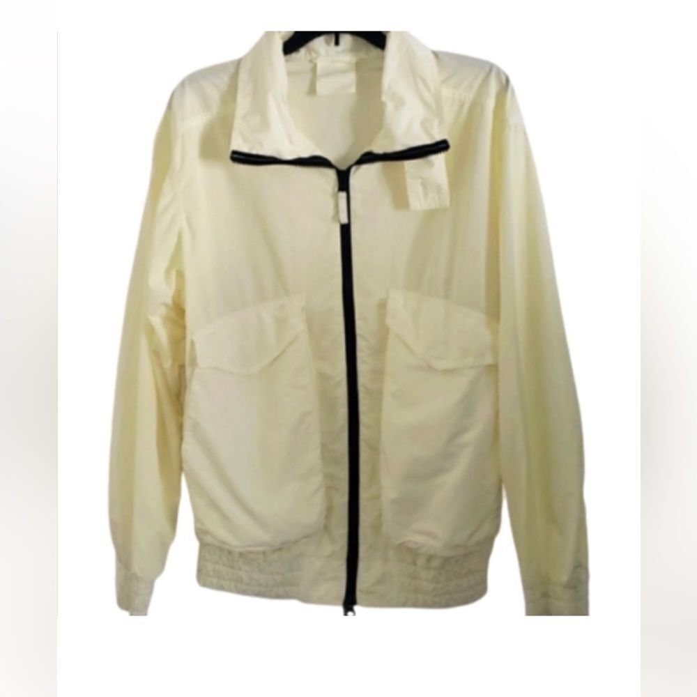 Aspesi Italy Pale Yellow Lightweight Full Zip Windbreaker Ribbed Cuffs Jacket S